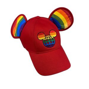 Disney Parks Pride Rainbow Mickey Ears Baseball Red Cap Hat LGBTQ Adult
